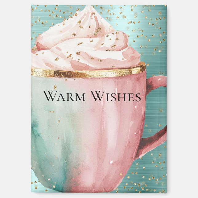 Cocoa Gold Pink Mint Wishes Confetti Sparkle Magnet (Front)