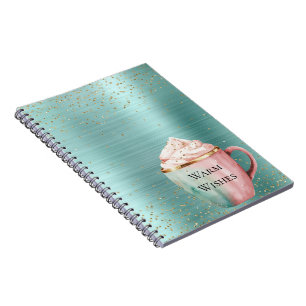 Cocoa Gold Pink Mint Wishes Confetti Sparkle Notebook