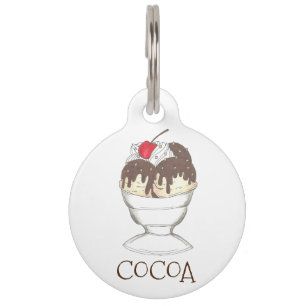 Cocoa Hot Fudge Ice Cream Sundae Dog Pet Tag