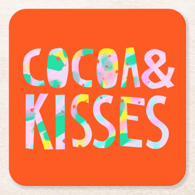 Cocoa & Kisses Square Paper Coaster (Front)