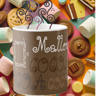 Cocoa marshmallow hot chocolate typography art  coffee mug