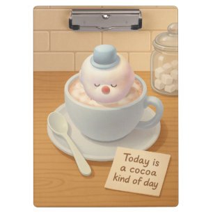 Cocoa Marshmallow: Smiling Bichon Hot Chocolate Clipboard