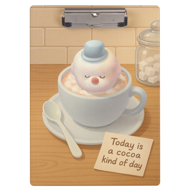 Cocoa Marshmallow: Smiling Bichon Hot Chocolate Clipboard (Front)