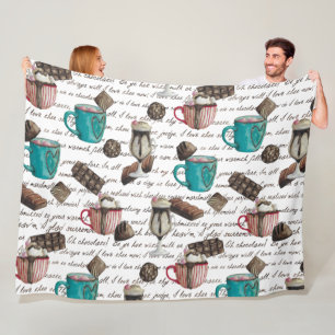 Cocoa marshmallows hot chocolate candy winter    fleece blanket