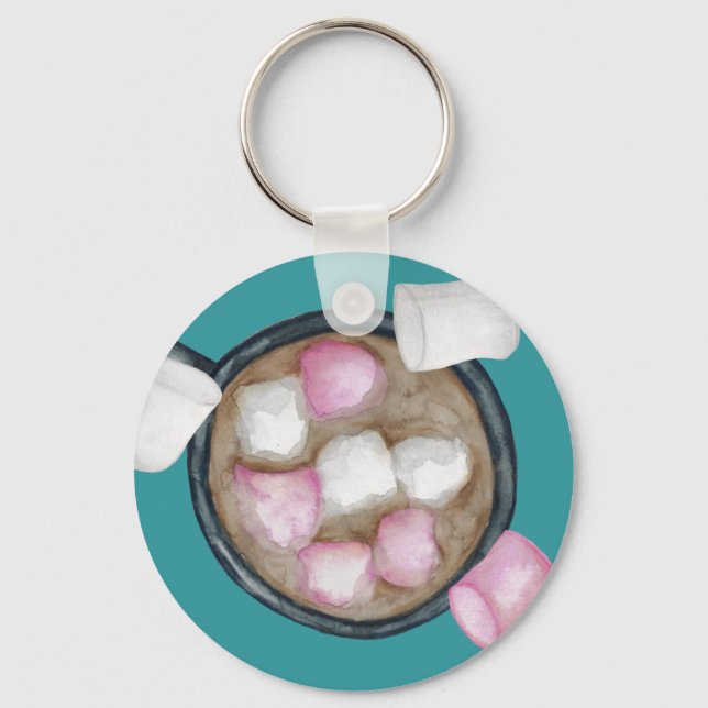 Cocoa marshmallows hot chocolate candy winter  key ring (Front)
