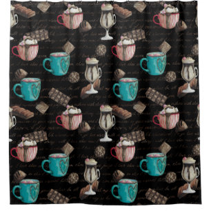 Cocoa marshmallows hot chocolate candy winter    shower curtain