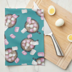 Cocoa marshmallows hot chocolate candy winter tea towel