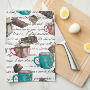 Cocoa marshmallows hot chocolate candy winter tea towel