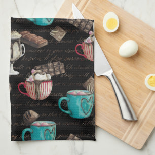 Cocoa marshmallows hot chocolate candy winter tea towel