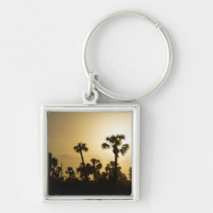 Cocoa Palm Silhouette Key Ring