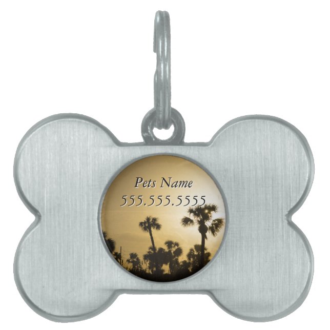 Cocoa Palm Silhouette Pet ID Tag (Front)