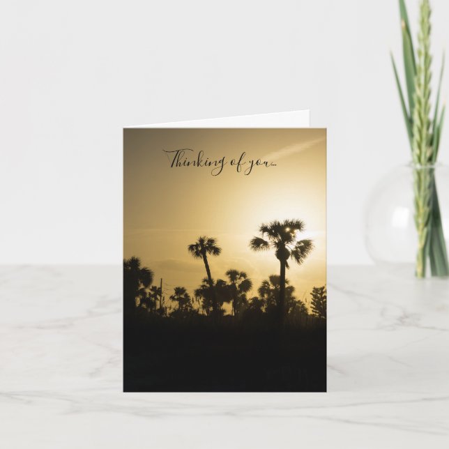 Cocoa Palm Silhouette Thinking Of You Card (Front)