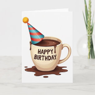Cocoa Party Hat Birthday Card
