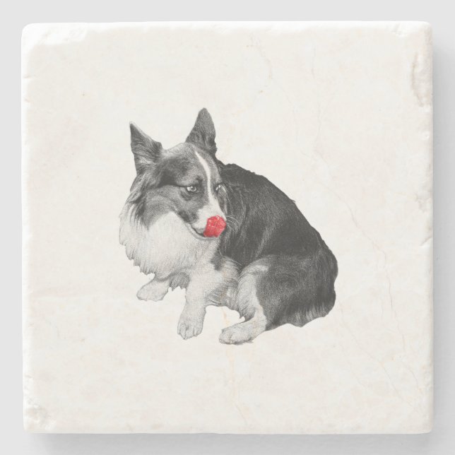 Cocoa Pause, Pink Tongue Stone Coaster (Front)