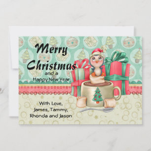 Cocoa Penguin Christmas Greetings Holiday Card