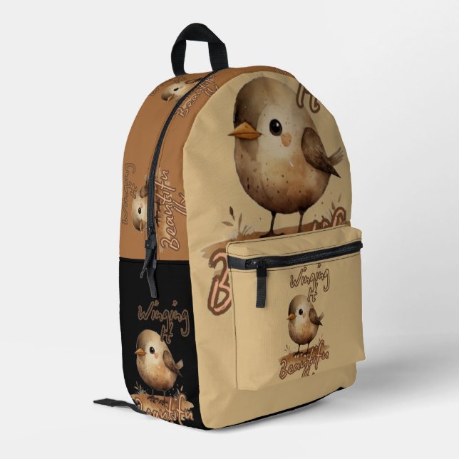 Cocoa Petite Playful Art Printed Backpack (Back Corner Left)