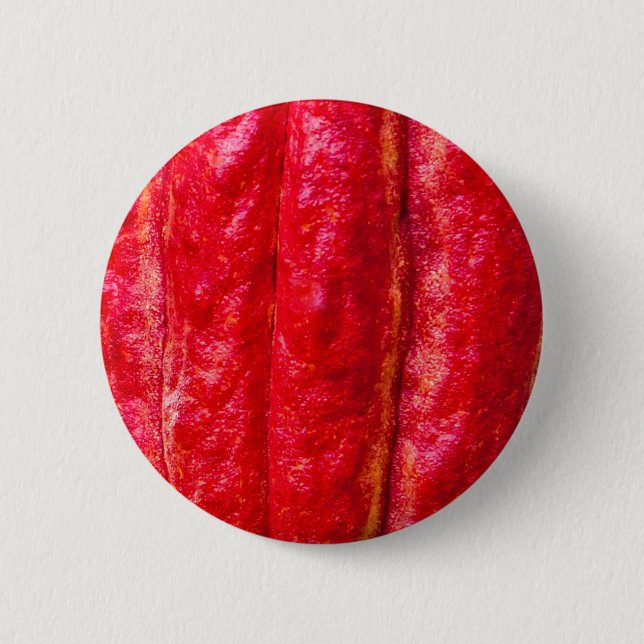 cocoa pod red 6 cm round badge (Front)