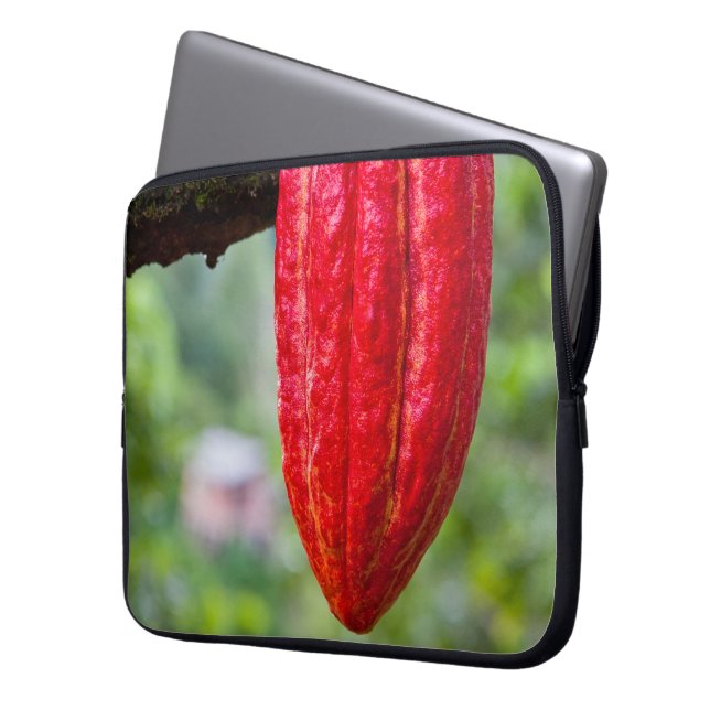 cocoa pod red laptop sleeve (Front Left)