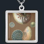 Cocoa Shell Silver Plated Necklace<br><div class="desc">Get this unique stonewashed red and blue Conch seashell image on your next product. This amazing,  cocoa background these two unique seashells. Take the beach with you everywhere you go.</div>
