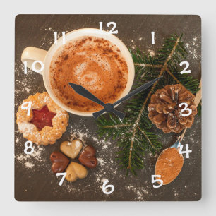 Cocoa Spice Square Wall Clock