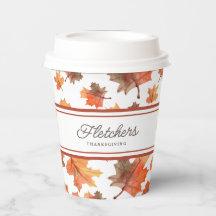 Cocoa Stripes & Golden Fall Leaves Customisable