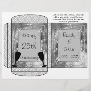 Cocoa, Tea, Cider Packet Silver Anniversary Favour Flyer