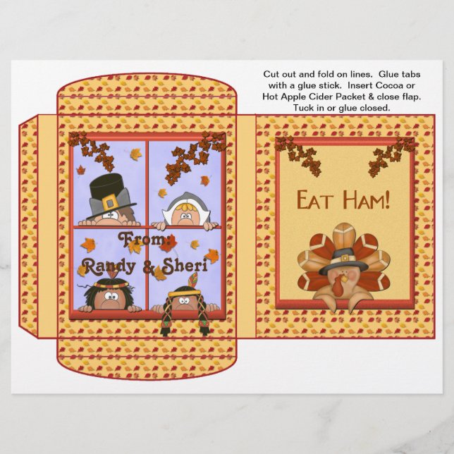 Cocoa, Tea, Cider Packet Thanksgiving Favours Flyer (Front)