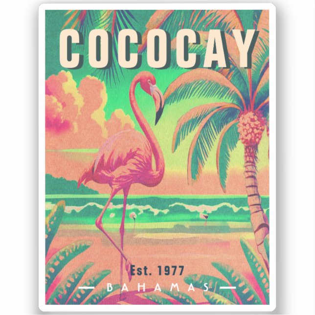 CocoCay Bahamas Retro Flamingo Souvenir 1950s (Front)