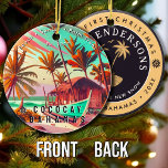 CocoCay Bahamas Retro Travel Souvenir 1950s Ceramic Tree Decoration<br><div class="desc">Coco Cay Bahamas Tropical Retro Sunset design. Indulge in the nostalgia of CocoCay with our vintage souvenir, designed specifically for seaside vacationers. Reminiscent of a bygone era, this design encapsulates the tranquillity and beauty of the cove, serving as a delightful reminder of your beachside getaway. This retro design makes a...</div>