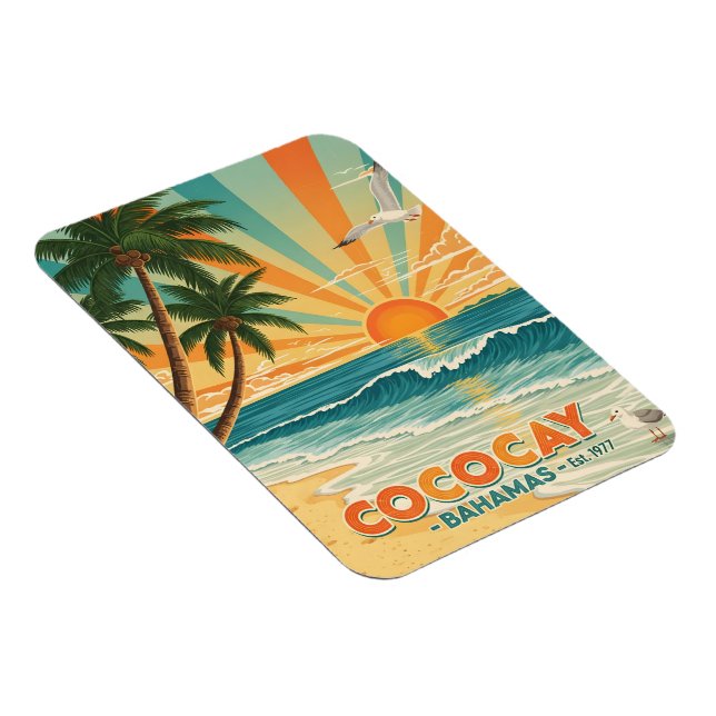 Cococay Bahamas Vintage Travel Magnet (Right Side)