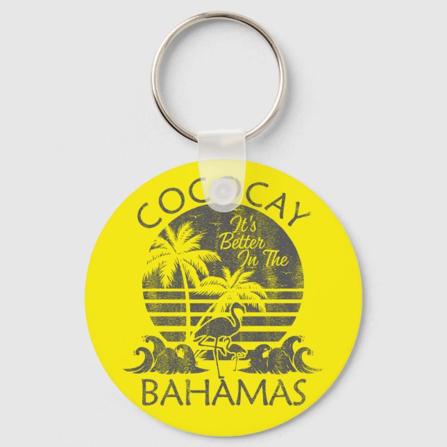 CocoCay Retro Bahamas Vacation Bahamas Cruise Key Ring (Front)
