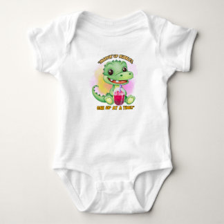 COCODRILLE WITH A BOBA TEA ,QUOTE BABY BODYSUIT