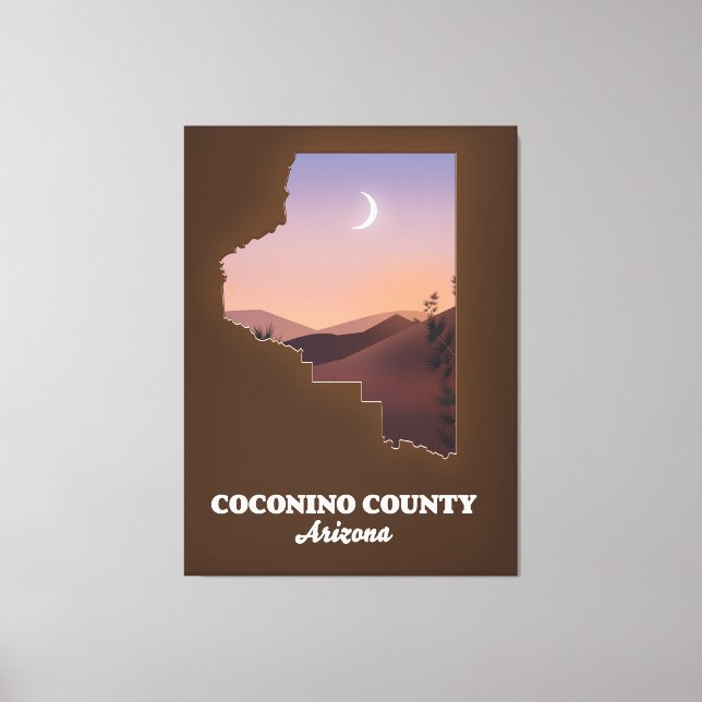 Coconino County Arizona Map. Canvas Print (Front)