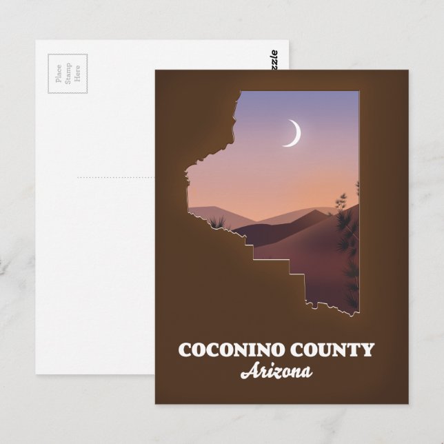 Coconino County Arizona Map. Postcard (Front/Back)