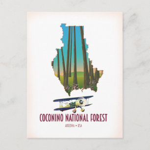 Coconino National Forest Arizona USA map Postcard