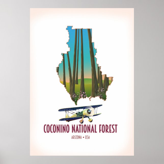 Coconino National Forest Arizona USA map Poster (Front)