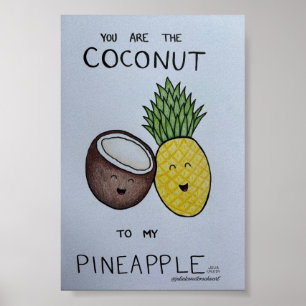 Coconut and Pineapple Cute Couple Art Print