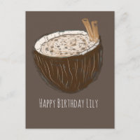 Coconut Art Happy Birthday Name Card
