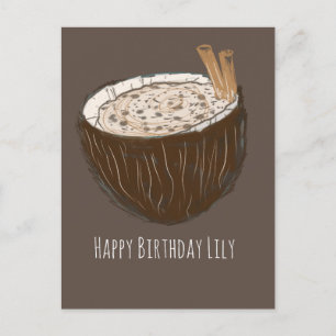 Coconut Art Happy Birthday Name Card