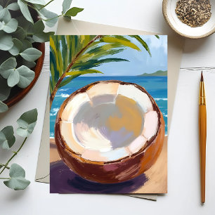 Coconut Beach Tropical Watercolor Postcard