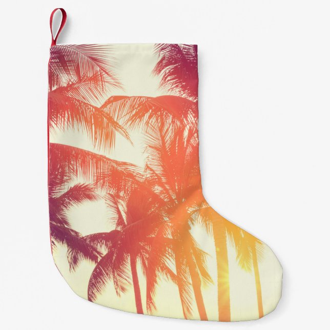 Coconut Beach: Vintage Tropical Warmth. Small Christmas Stocking (Front)