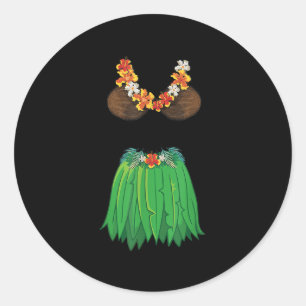 Coconut Bra Gr Skirts Lei Flowers Summer Party Haw Classic Round Sticker