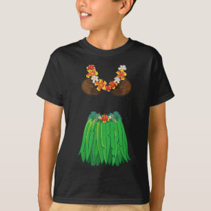 Coconut Bra Grass Skirts Lei Flowers Summer Party T-Shirt