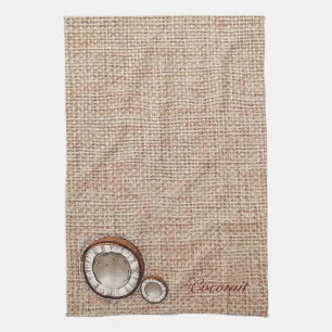 Coconut Burlap print Kitchen Towels