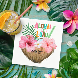Coconut Cocktail Hawaiian Luau Tropical Party Napkin