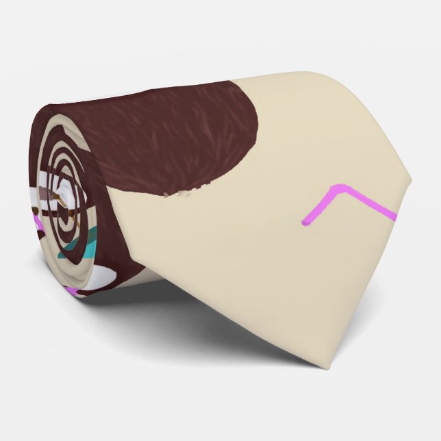 Coconut cocktail with straw pattern - Summer beach Tie (Rolled)