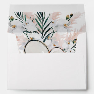 Coconut Coral & White Floral Envelope