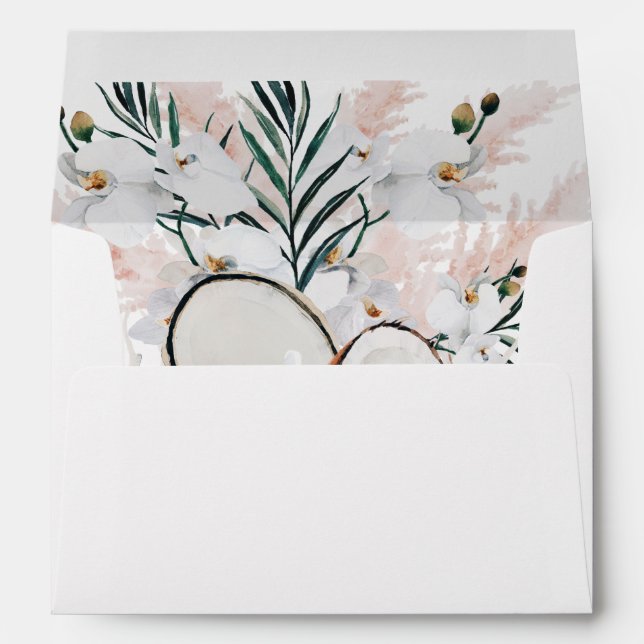 Coconut Coral & White Floral Envelope (Back (Bottom))