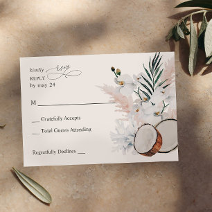 Coconut Coral & White Floral no Meal RSVP