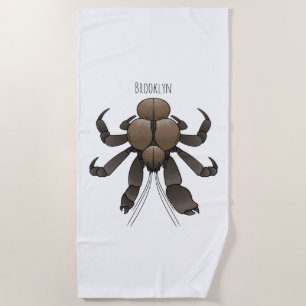 Coconut crab cartoon illustration beach towel